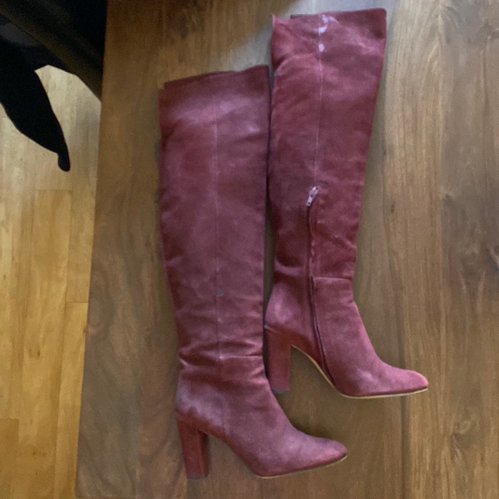 Halogen red over-the-knee boots
